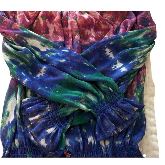 MUSHKA BY  SIENNA ROSE, Boho blouson blouse, multicolored size Large. Ruffles. - Picture 6 of 7